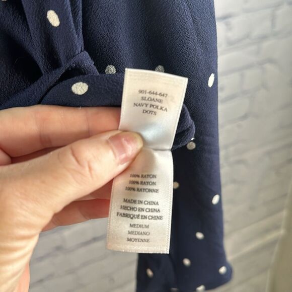 🔵 Rails Sloane Navy Polka Dot Tie Front Blouse | Size M | Flawed - Picture 5 of 6